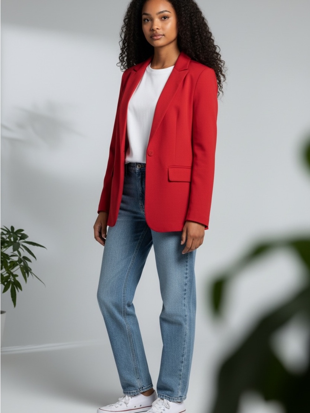SHEIN Red Women's Blazer Jacket
